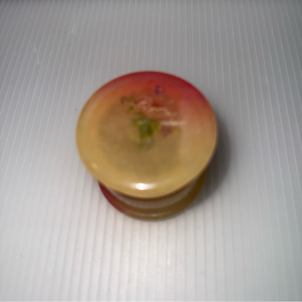 Genuine Alabaster Small Hinged Trinket Container Floral design